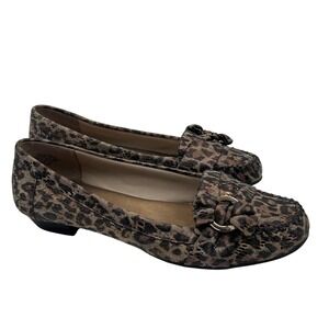 AK Anne Klein iFLEX Leather Leopard Print Ballet Flats Women Size 7.5M KELSIE